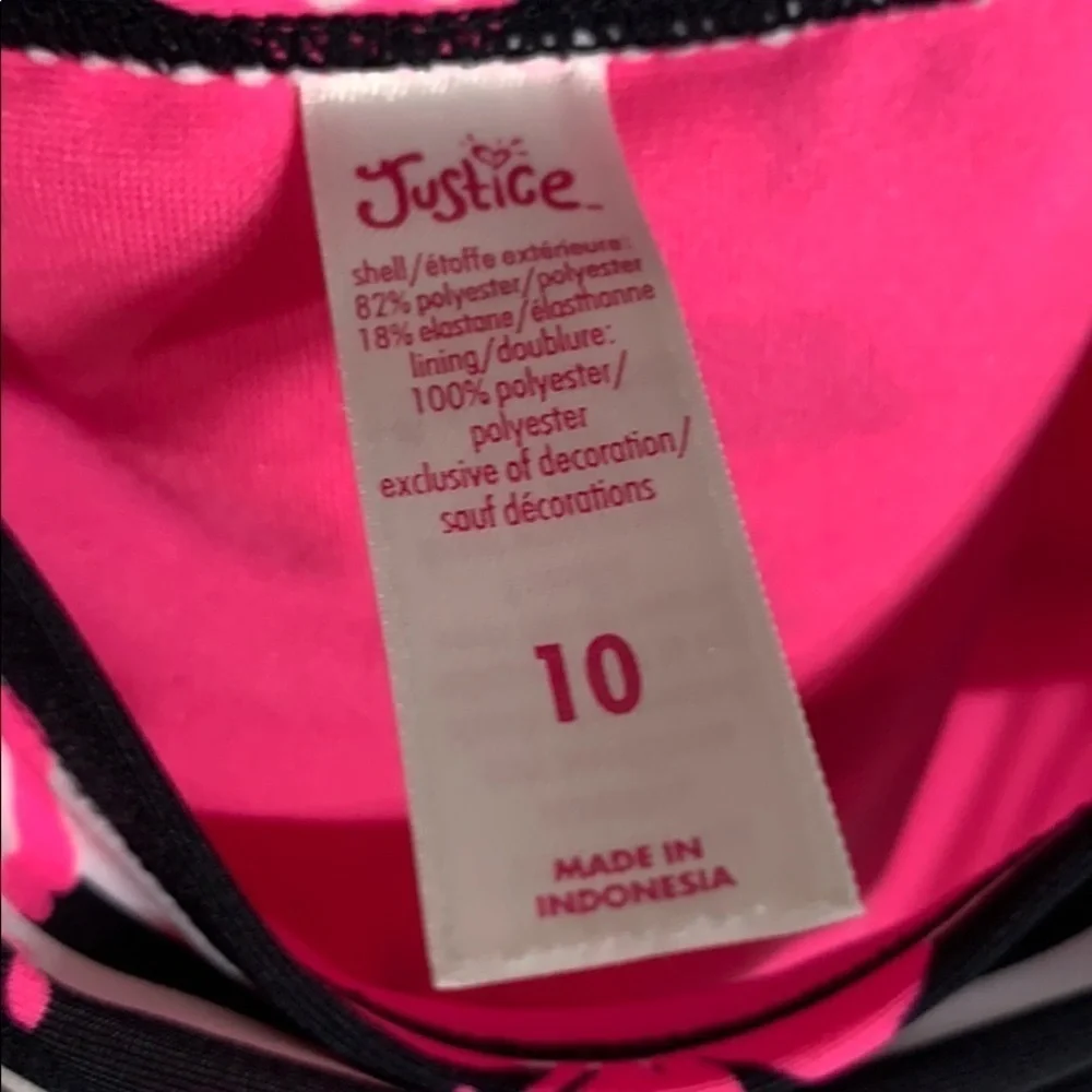 Justice Hot pink hibiscus striped bikini bottom girls size 10